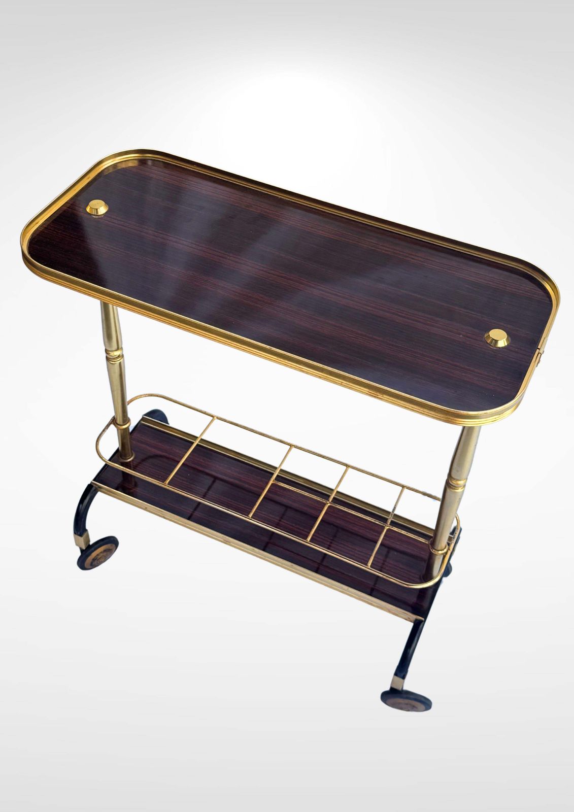photo for sale Mid Century Brass Bar Cart Trolley By Mb Italy