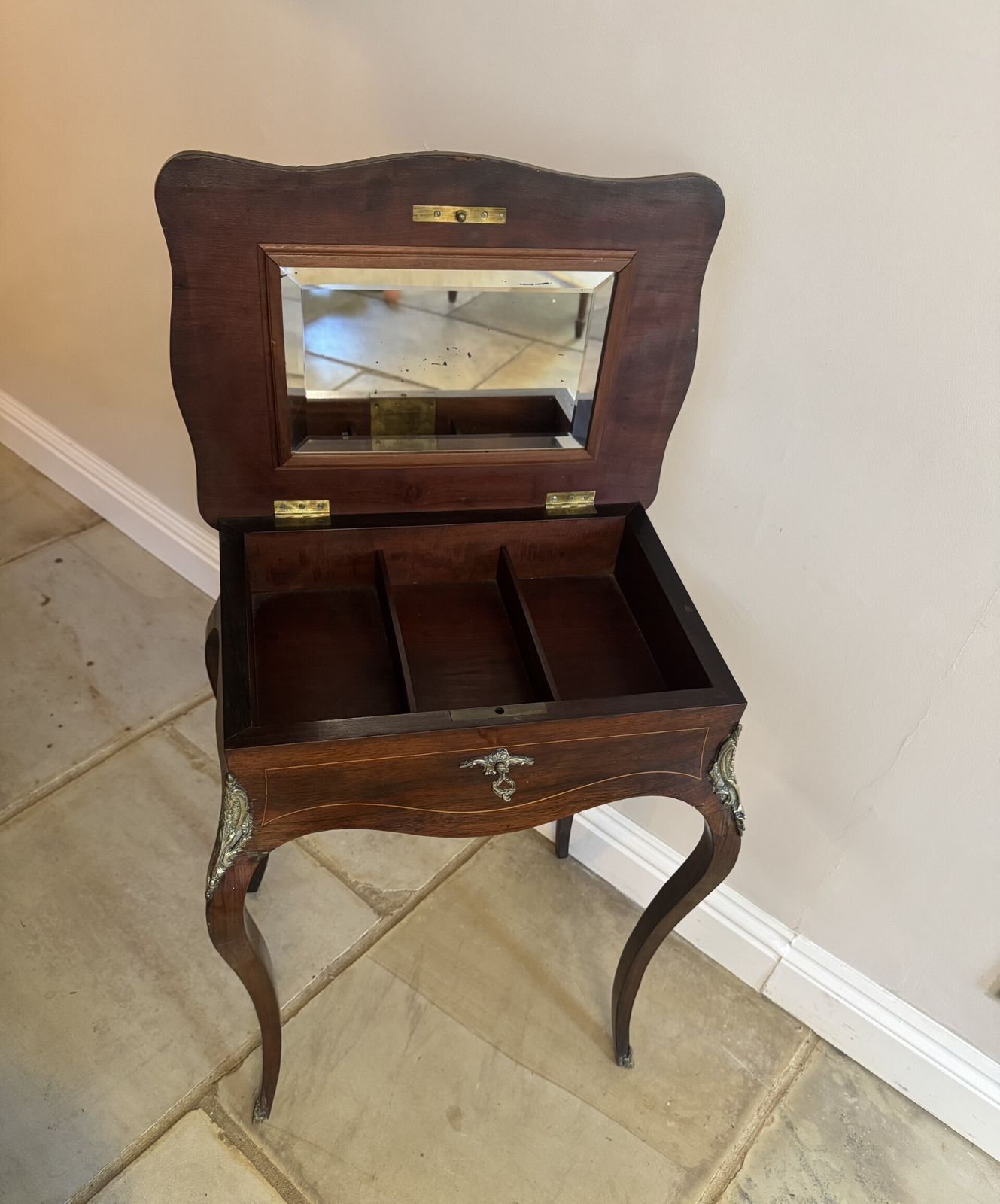 Fine Antique Quality Rosewood Marquetry Inlaid Work Table photo furniture