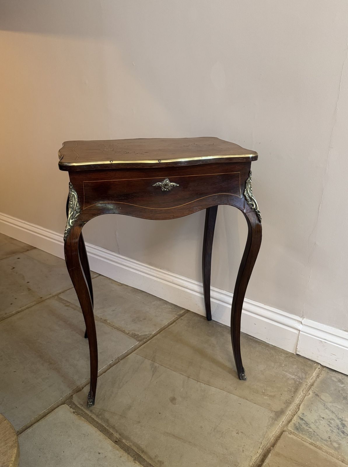 Fine Antique Quality Rosewood Marquetry Inlaid Work Table photo Furniture