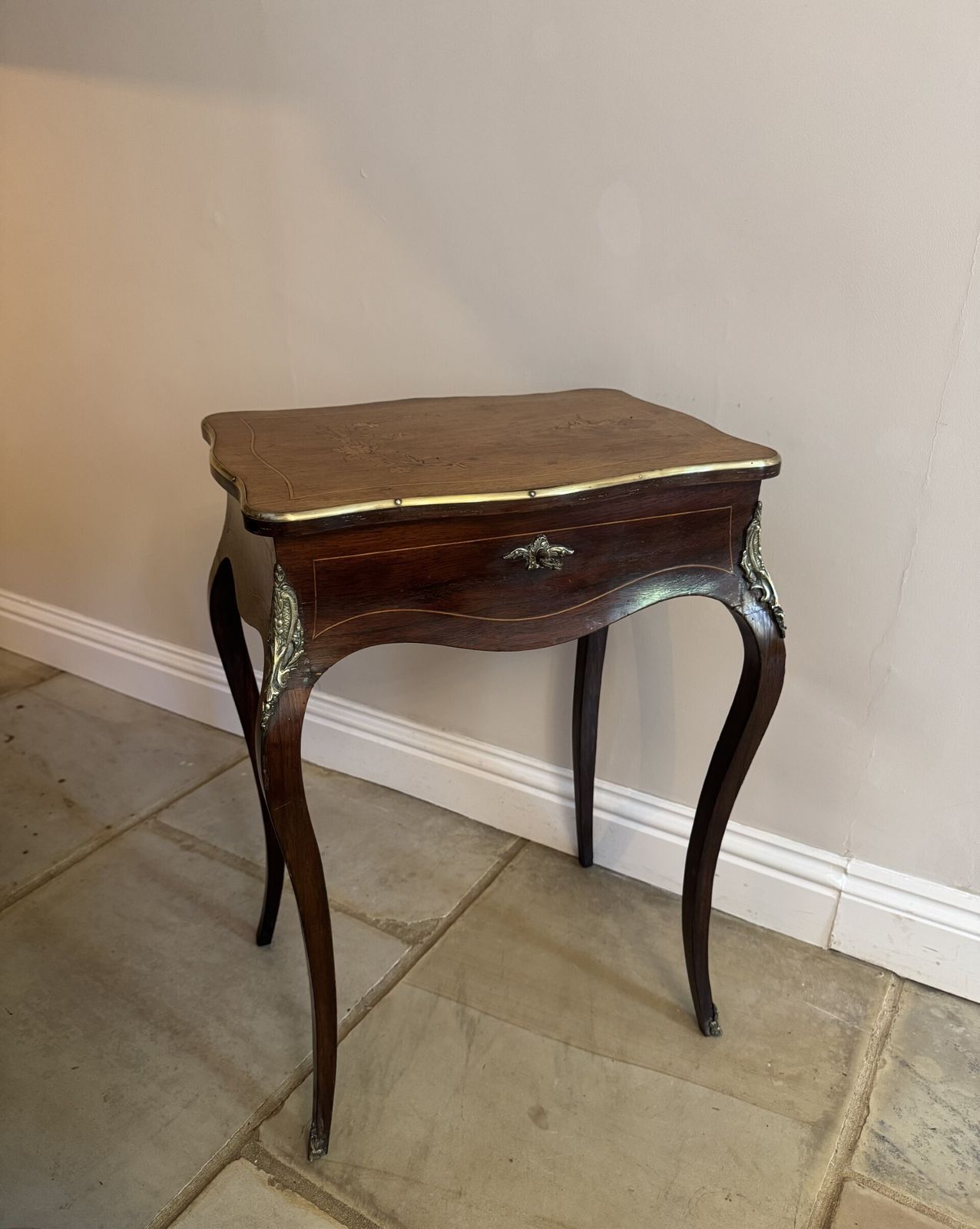 Fine Antique Quality Rosewood Marquetry Inlaid Work Table photo 995.0