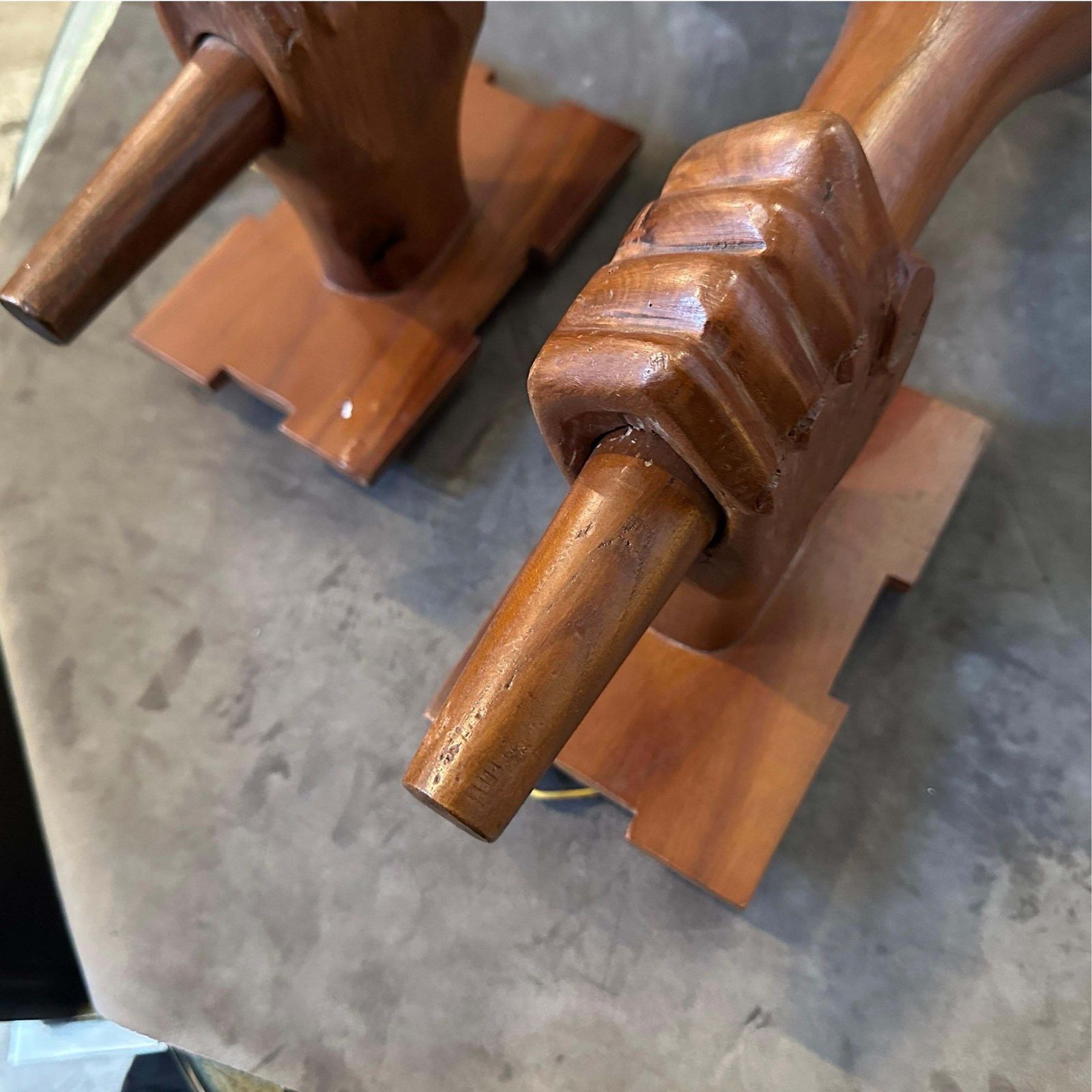 Set Of Two 1940s Art Deco Wood And Glass Italian Wall Sconces photo 2358.0