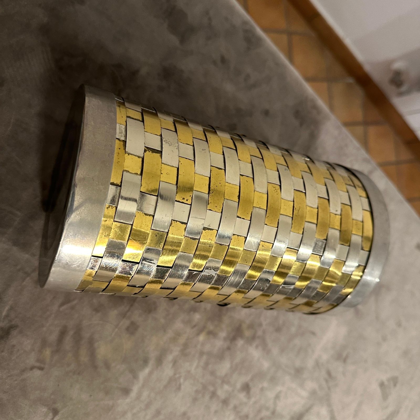 1970s Romeo Rega Mid Century Modern Brass And Silver Plate Italian Wine Cooler photo Home Decor