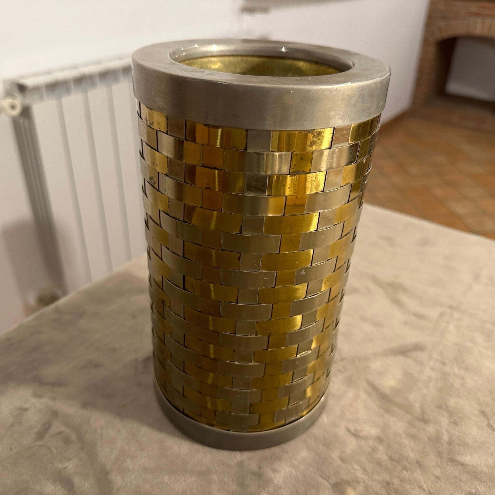 Home Decor 1970s Romeo Rega Mid Century Modern Brass And Silver Plate Italian Wine Cooler photo