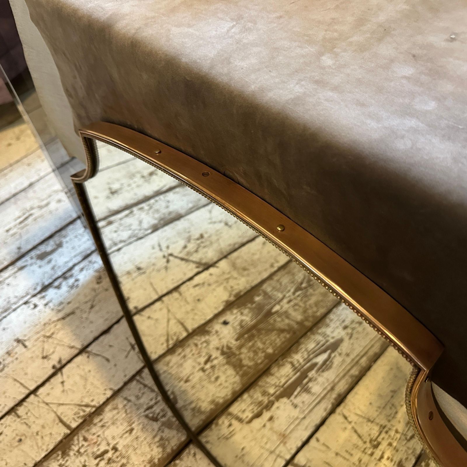photo furniture 1960s Gio Ponti Style Mid Century Modern Brass Italian Shield Wall Mirror