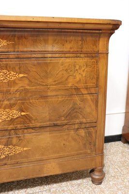 Antique Chest Of Drawers In Inlaid Walnut, 1800s photo for sale