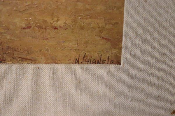 Italian Artist, Landscape, Oil Painting On Cardboard, Framed photo buy
