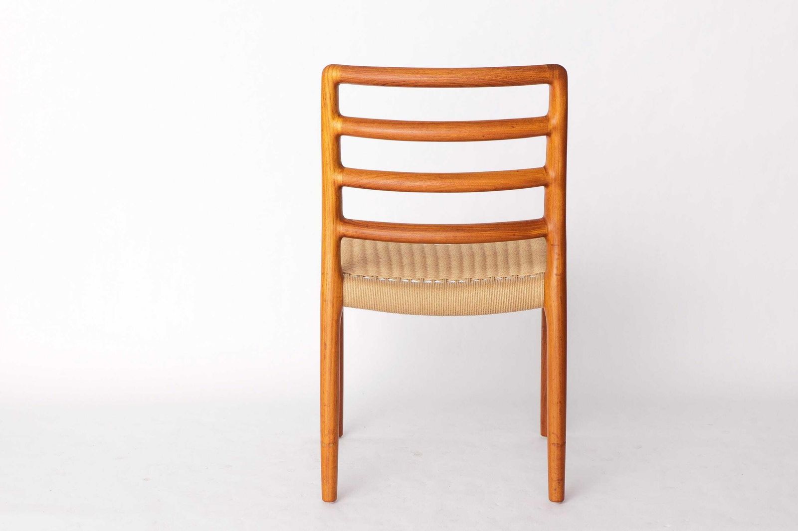 1 Of 6 Niels Møller Model 85 Chair In Teak With Danish Cord, 1980s Danish Mid Century Modern photo 523.0