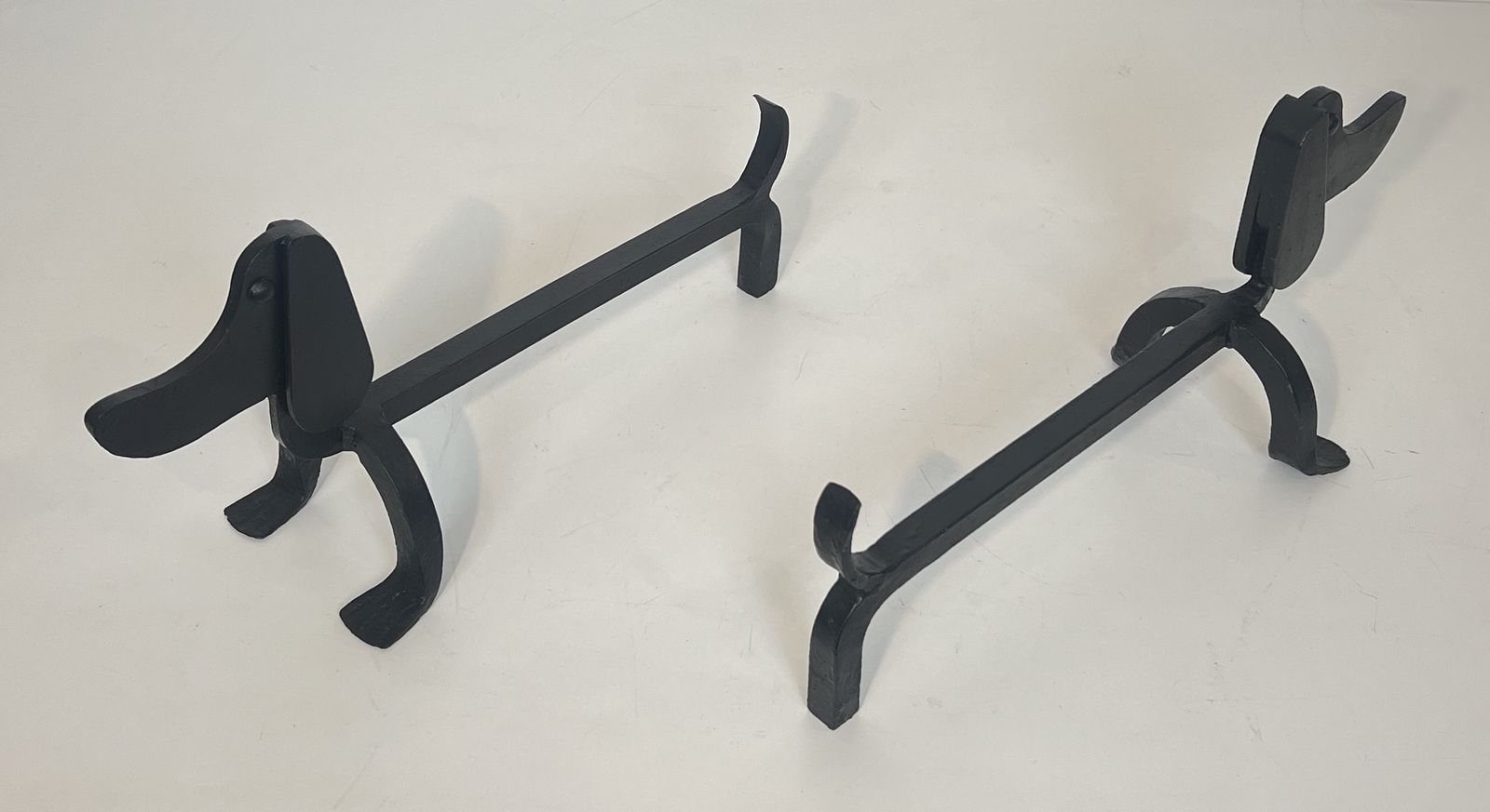 Pair Of Wrought Iron Andirons Depicting Dachshunds Attributed To Edouard Schenck photo furniture