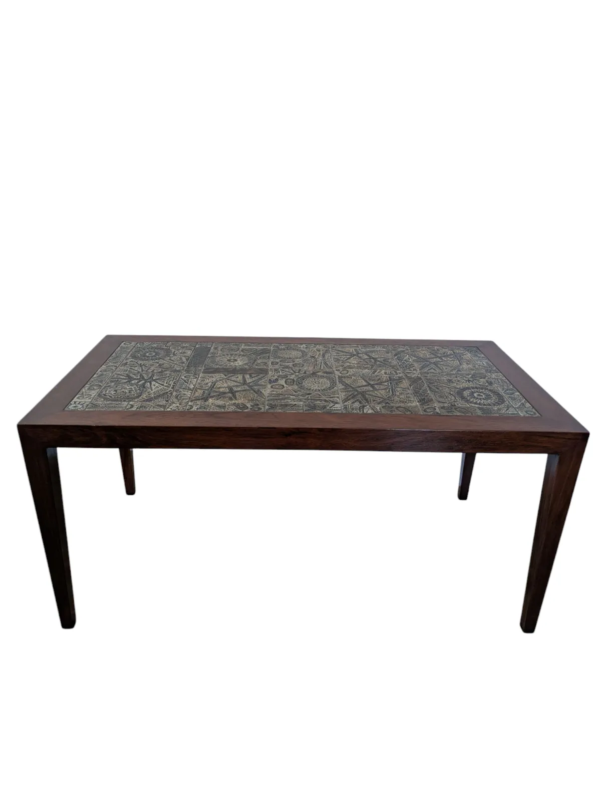 Danish Rosewood Coffee Table By Severin Hansen, With Royal Copenhagen Tiles 1960s photo for sale