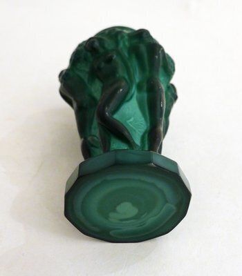 photo for sale Small Czech Art Deco Vasein Malachite Green Opaline Glass With Bacchantes Attributed To Heinrich Hoffmann, 1930s