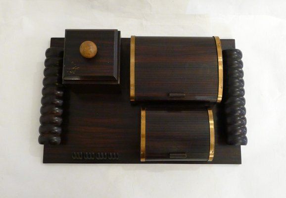 Home Decor Art Deco Desk Set In Wood, 1930s photo