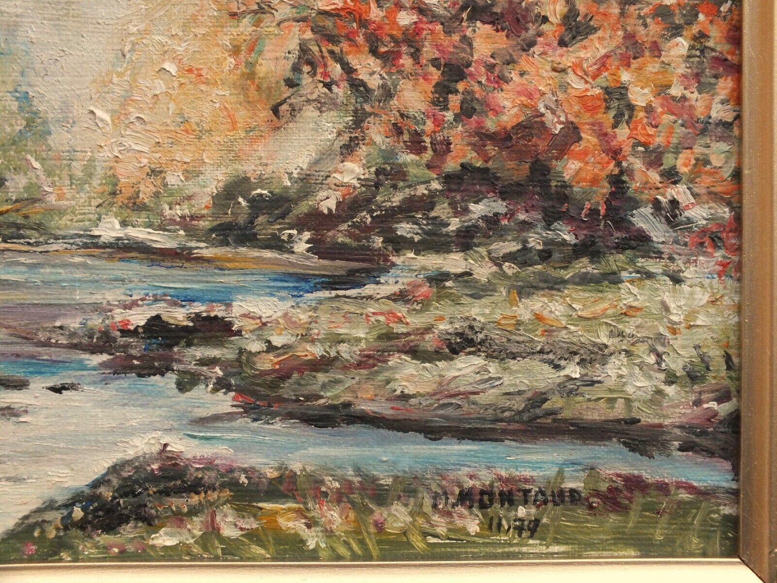 Impressionist Woodland Landscape France Framed Signed French Oil Painting photo vintage