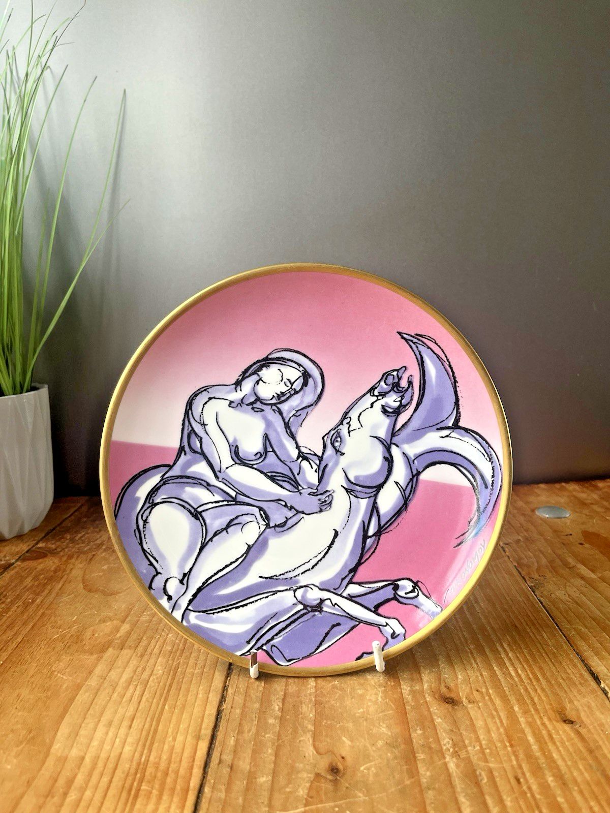 Rare 1990's Italian Giorgio Oikonomoy Costa Crociere Greek Mythology Plate Danae photo furniture