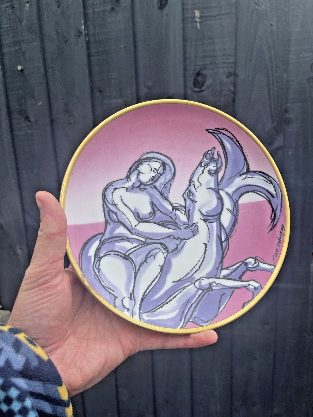 Home Decor Rare 1990's Italian Giorgio Oikonomoy Costa Crociere Greek Mythology Plate Danae photo