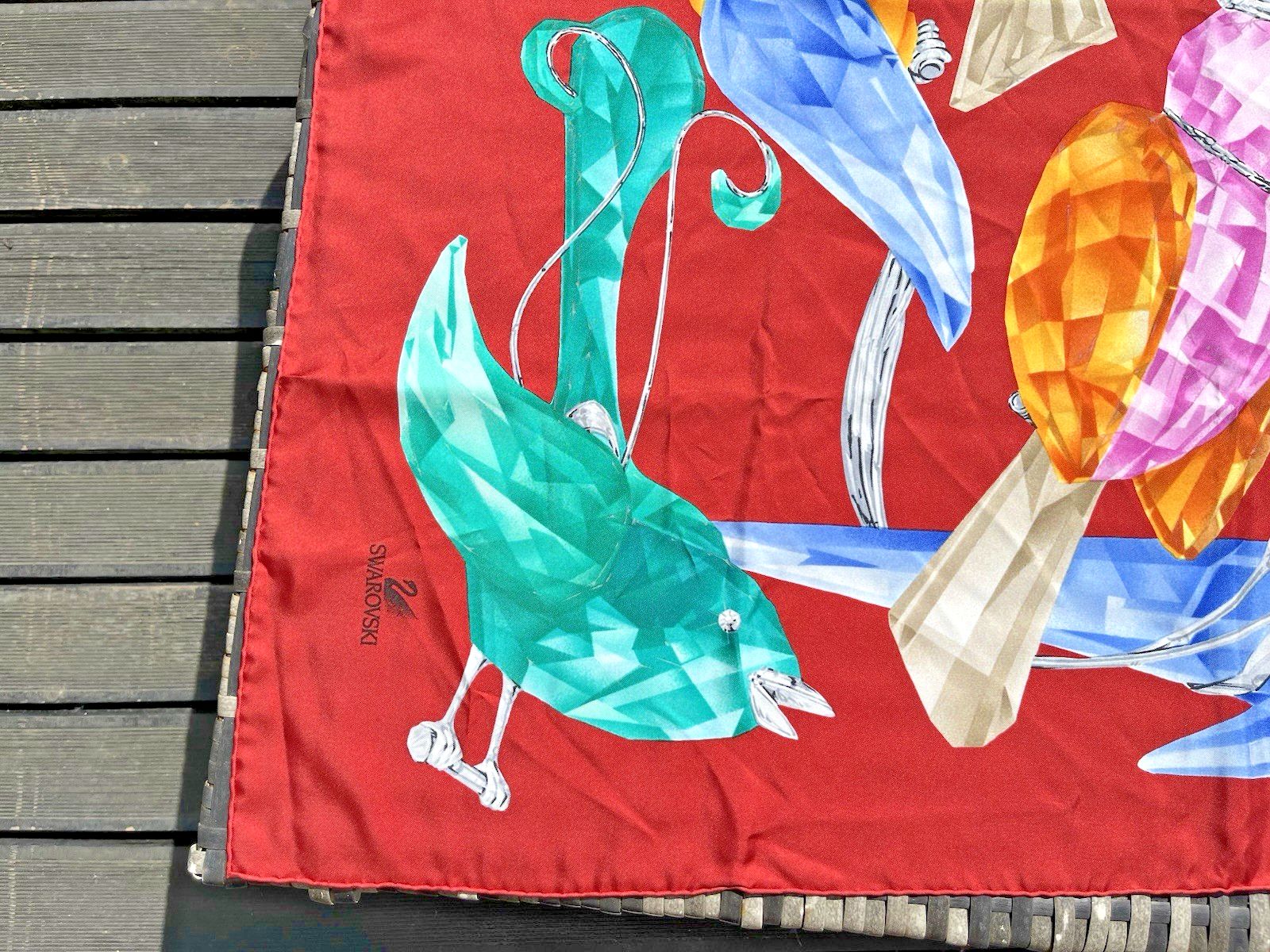 Boxed Vintage Daniel Swarovski Crystal Birds 100% Silk Scarf Italy Neckerchief photo Textiles