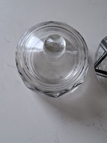 Karl Palda Perfume Bottle & Trinket Pot Art Deco Czech Crystal 1930s photo 180.0