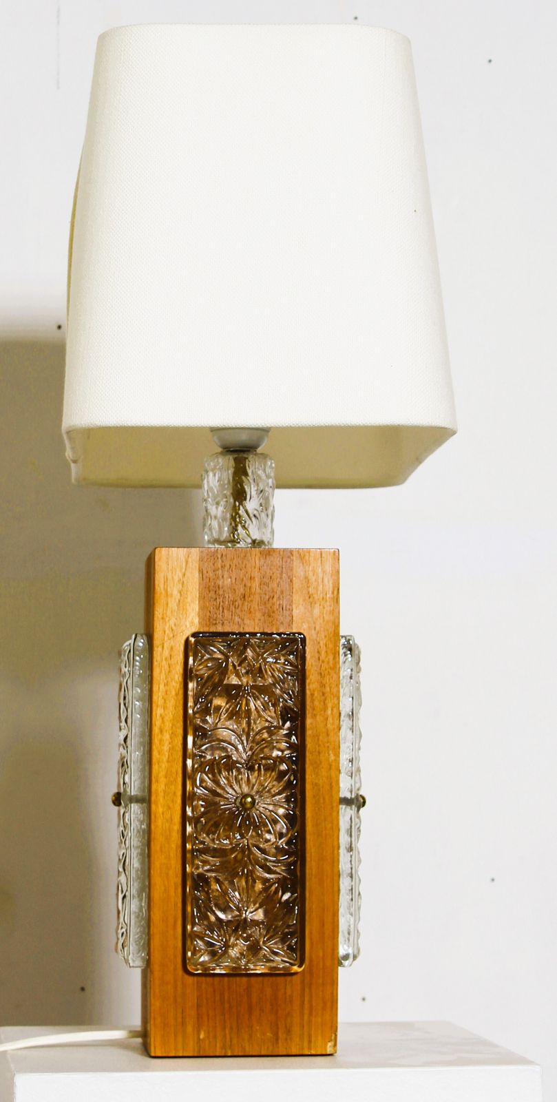 Vintage  Teak Wood And Glass Table Lamp By Ateljé Glas & Trä,  Sweden 1960’s photo vinterior