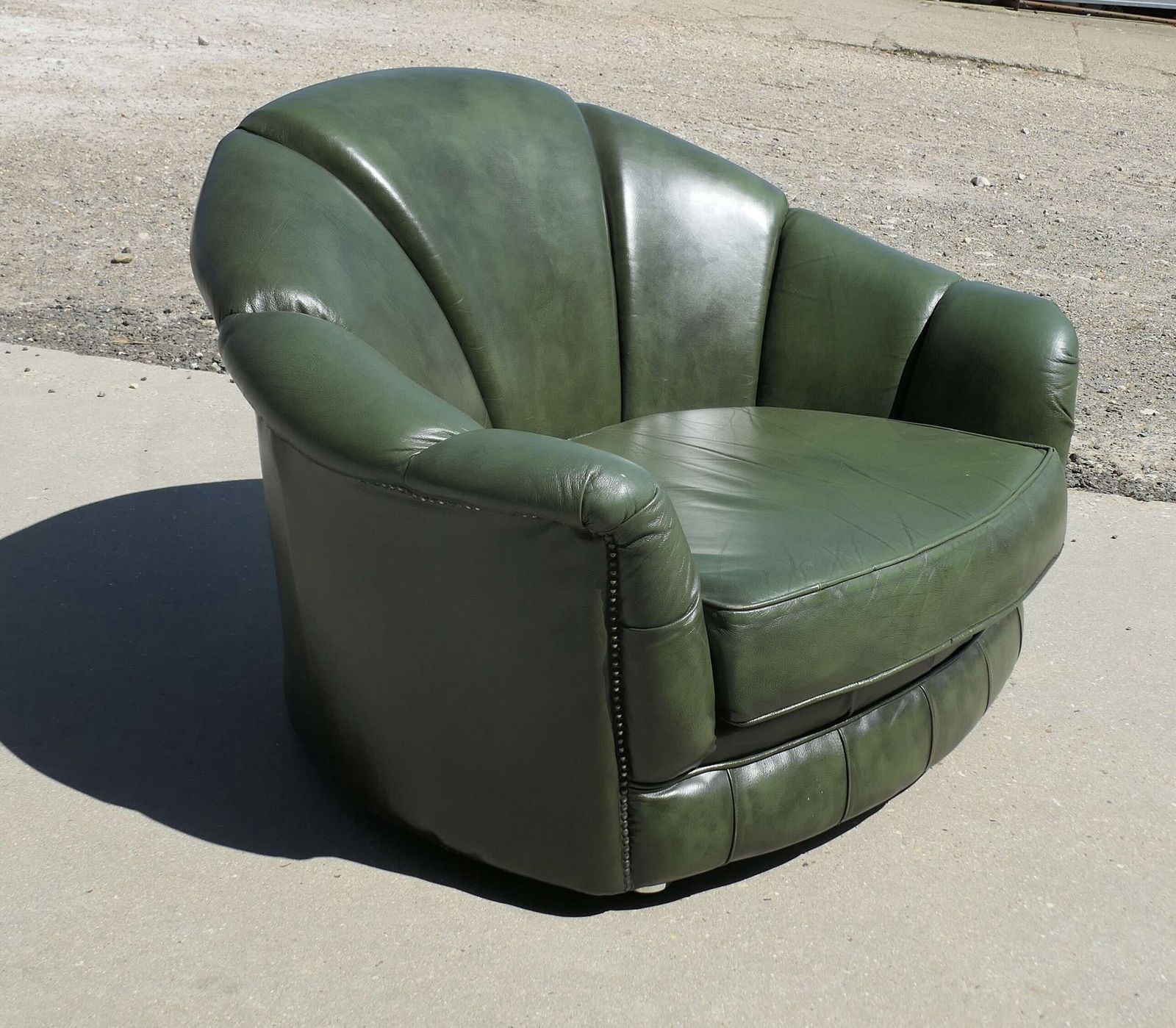 Mid Century Italian Leather Fan Back Leather Club Chair photo furniture