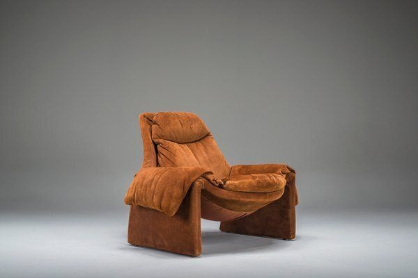 Proposals P60 Leather Lounge Chair By Vittorio Introini For Saporiti, Italy, 1960s