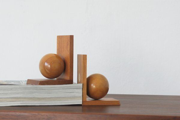 Mid Century Modern Wooden Bookends, 1950s, Set Of 2 photo furniture