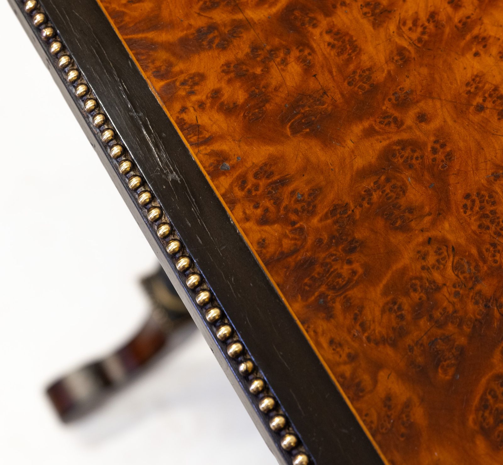 1575.0 Aesthetic Movement Amboyna Burl Ebonised & Gilt Metal Side Table photo