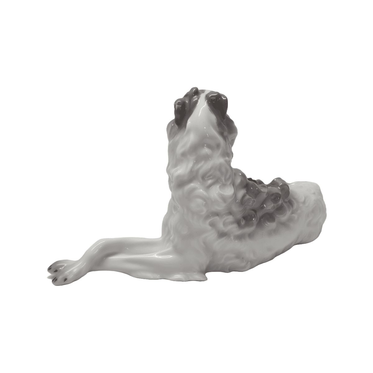 Art Deco Porcelain Borzoi Statue Schlaggenwald, 1st Half 1900s photo buy