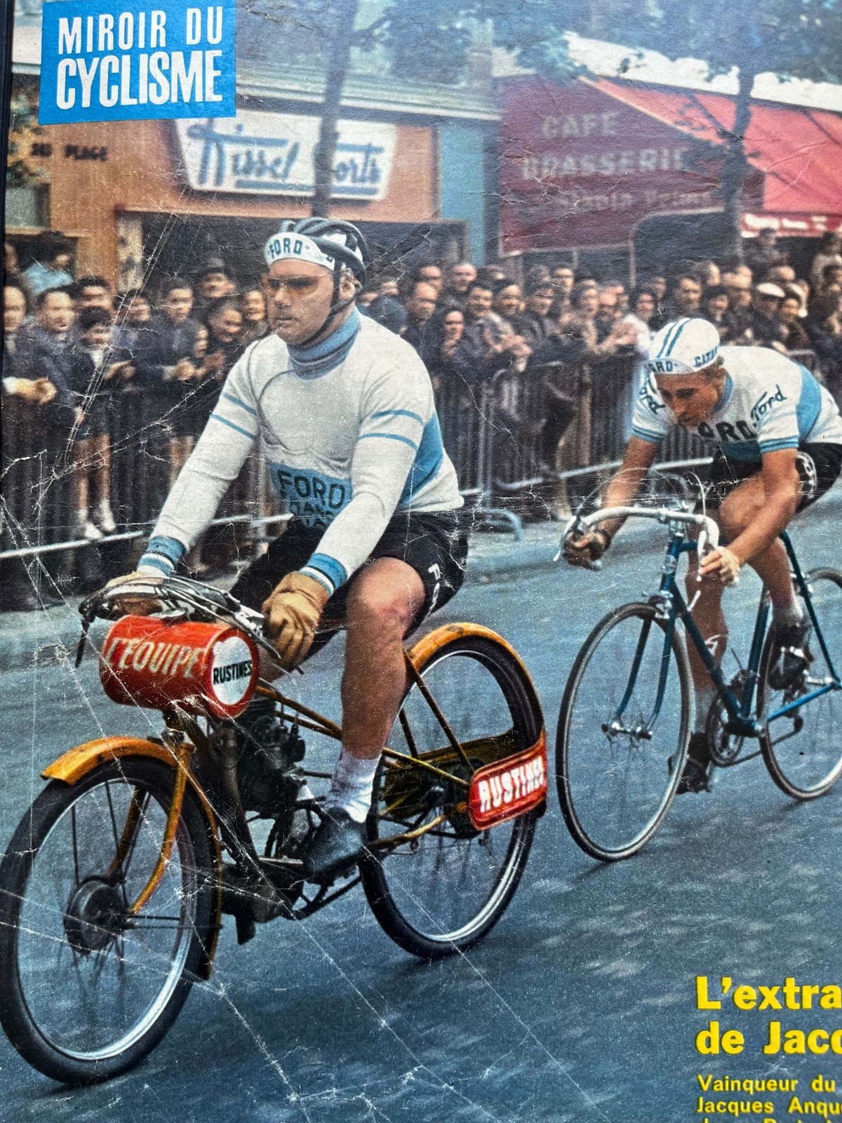 Vintage Cycling Print   Jacques Anquetil, Original Tour De France, 1965 photo furniture