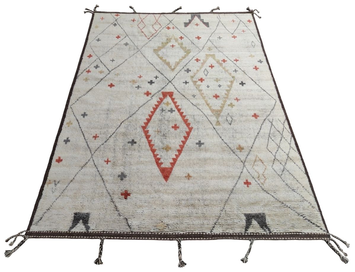 275x365 Cm Vintage Hand Knotted Moroccan Design Rug, 100% Natural Wool photo Textiles