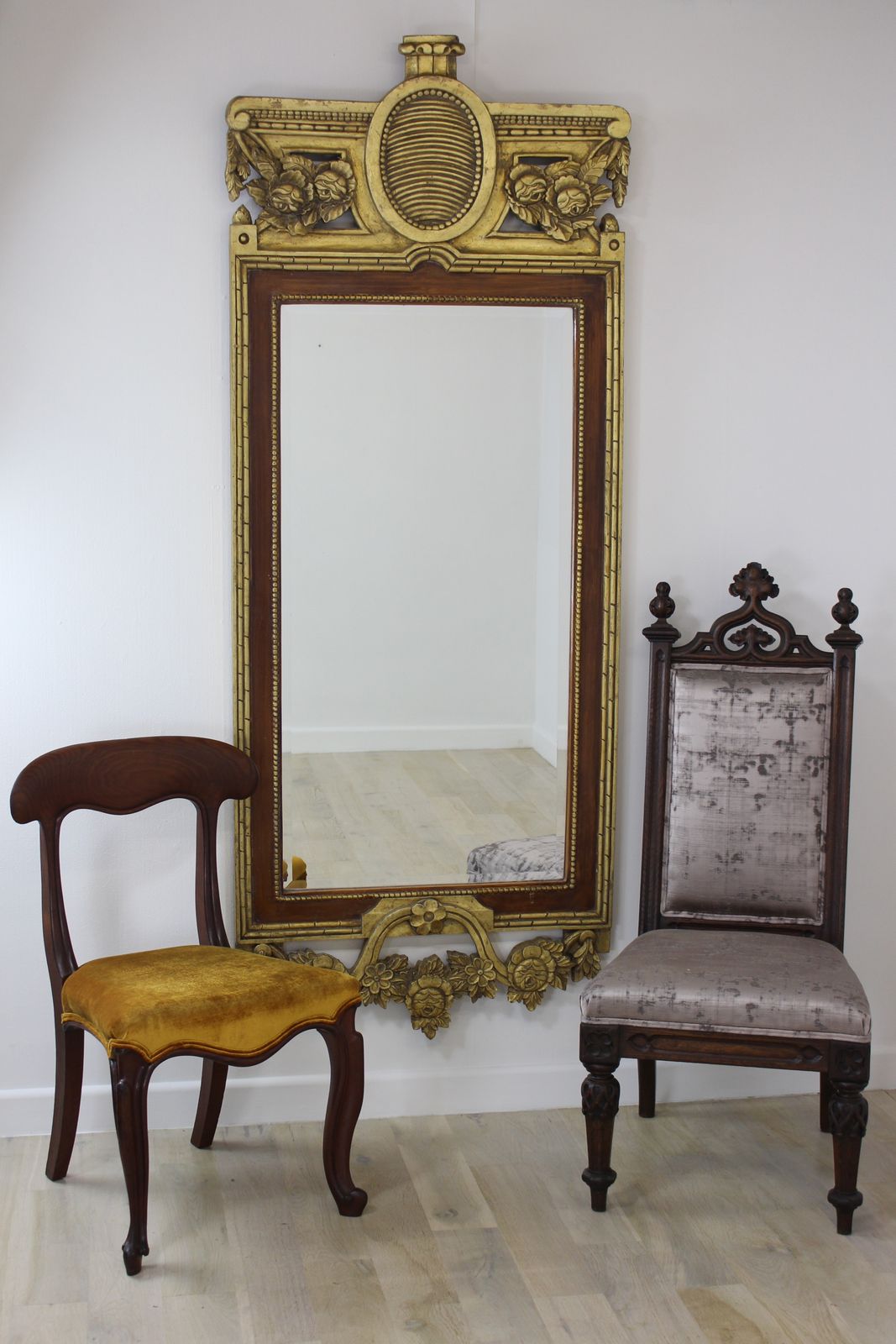 Large Antique Swedish Karl Johan Style Mirror photo furniture