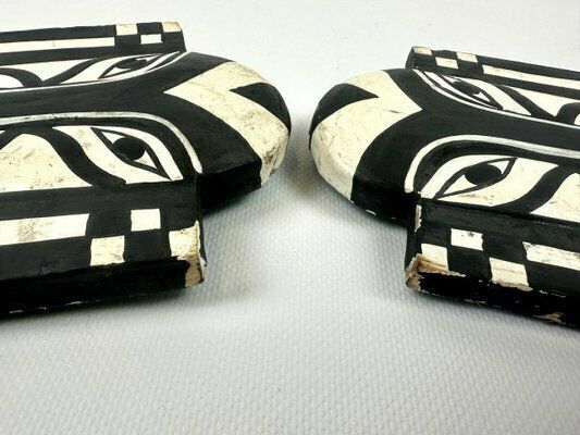 Carved And Painted Wood Masks From Bali, Set Of 2 photo furniture