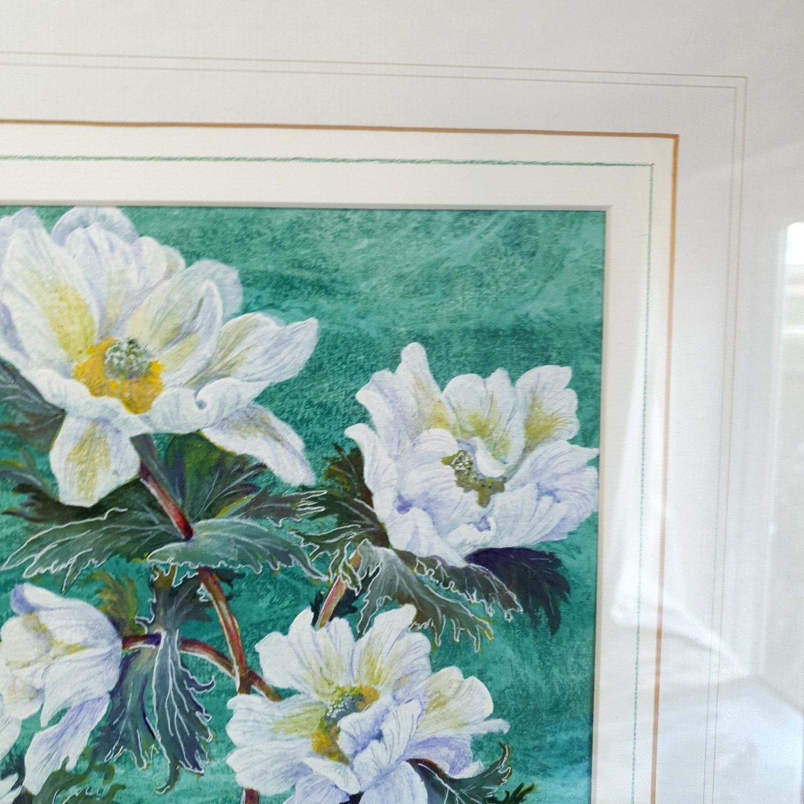 Signed Watercolour Flowers Original Painting June G. Skinner Framed Green Large photo 110.0