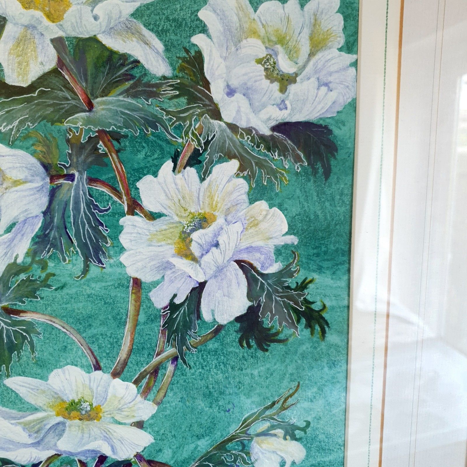 Signed Watercolour Flowers Original Painting June G. Skinner Framed Green Large photo buy