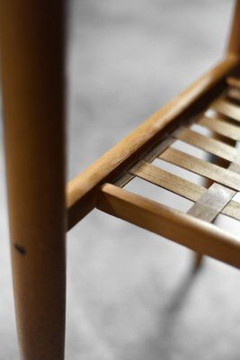 Mid Century Modern Scandinavian Cherry Wood Coffee Table With Woven Shelf, 1960s photo buy