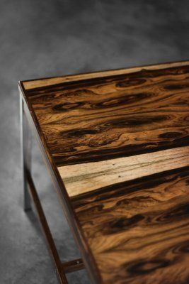 photo vintage Mid Century Modern Swedish Square Rosewood And Aluminum Coffee Table From Hmb Möbler Rörvik, 1960s