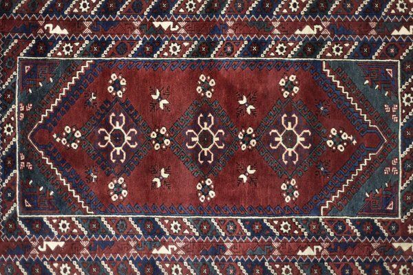 Vintage Red Hand Woven Oriental Afghan Rug, 1970s photo furniture