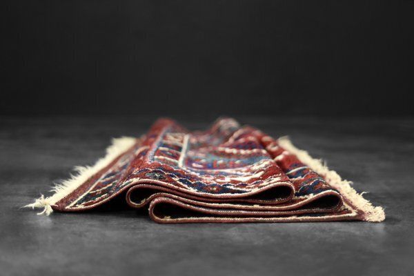 photo furniture Vintage Red Hand Woven Oriental Afghan Rug, 1970s