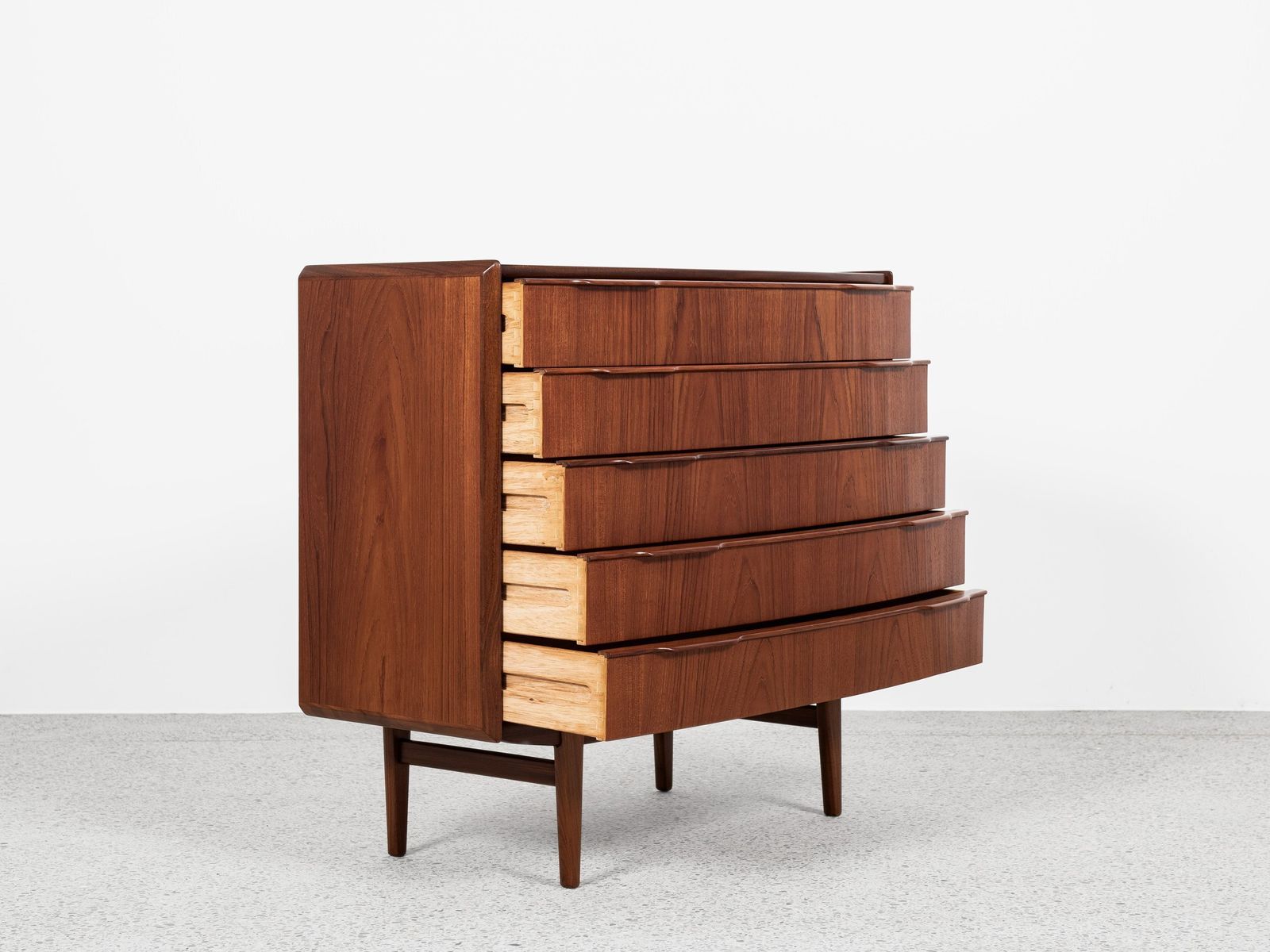 Midcentury Danish Wider Chest Of 5 Drawers In Teak 1960s photo furniture