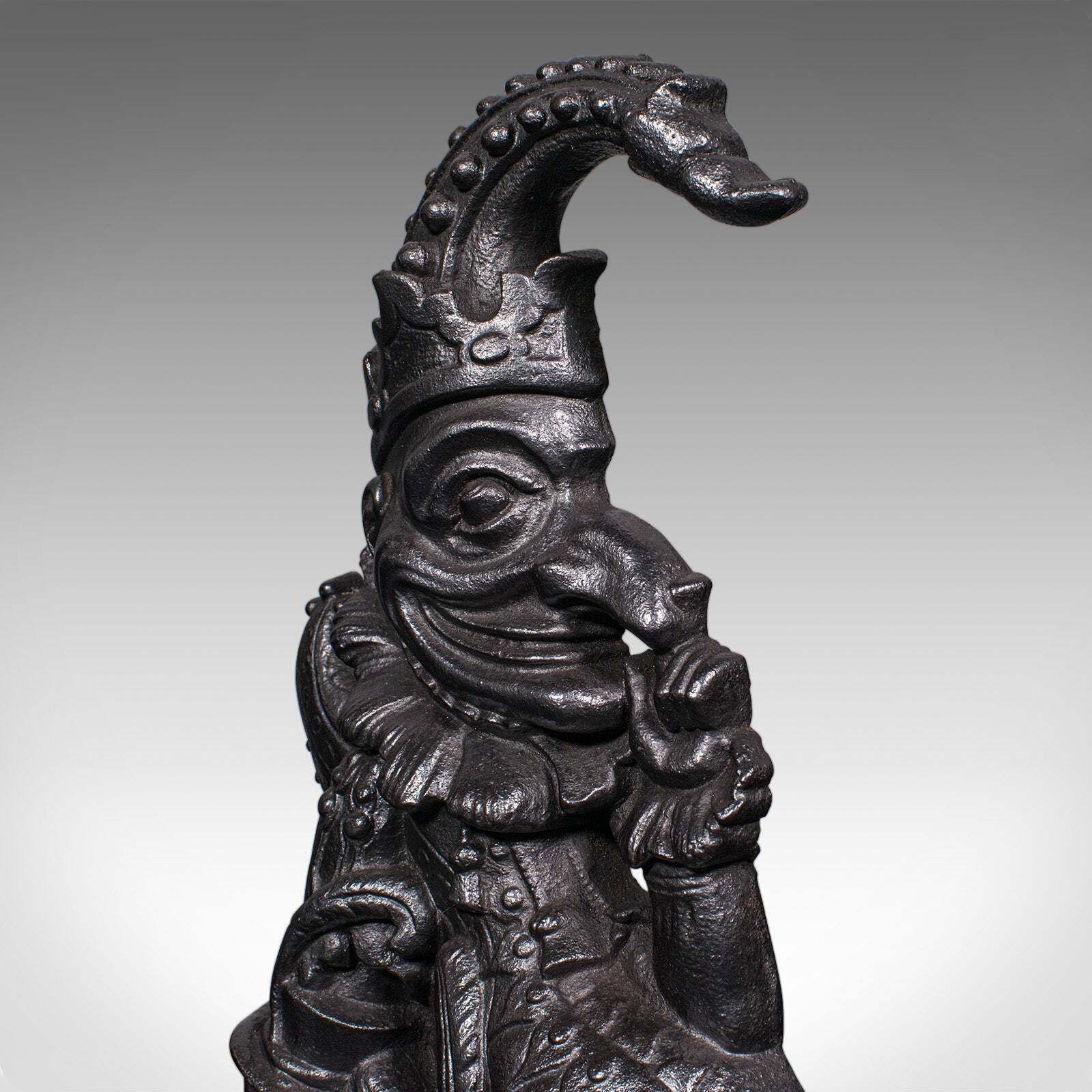 Antique Mr Punch Doorstop, English, Cast Iron, Figural Door Keeper, Victorian photo vintage