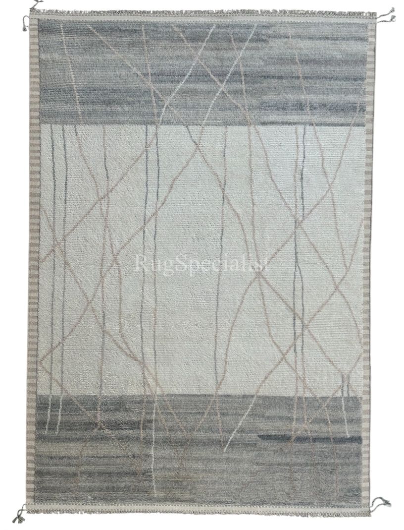 305x427 Cm Vintage Hand Knotted Moroccan Style Large Area Rug. 100% Natural Wool