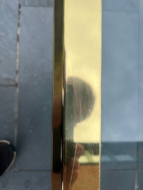 Vintage Gallotti And Radice Square Coffee Table With Smoked Glass And Brass Detailing photo buy