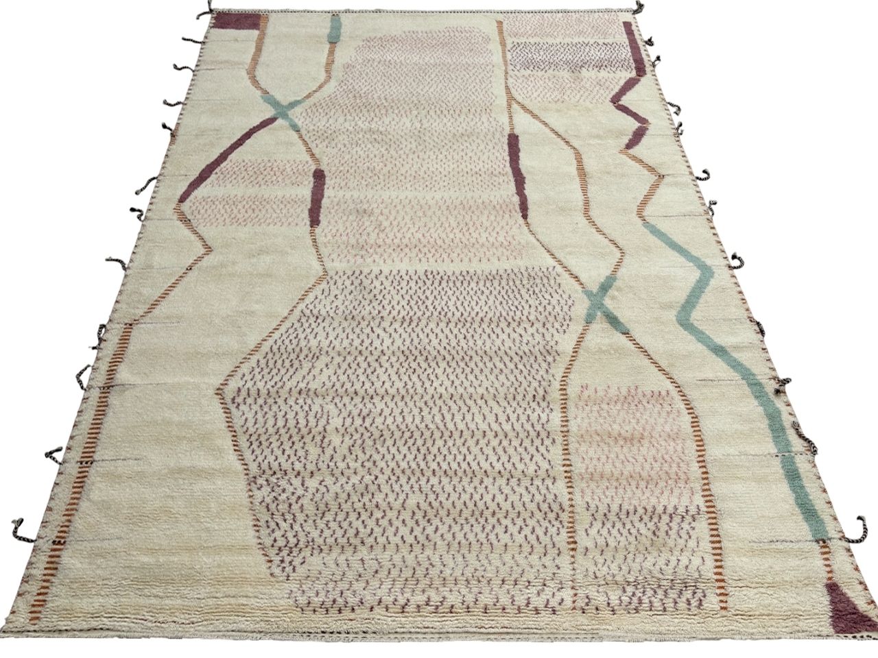 305x427 Cm Hand Knotted Moroccan Style Area Rug. 100% Natural Wool. Vintage Oversize Carpet photo Textiles