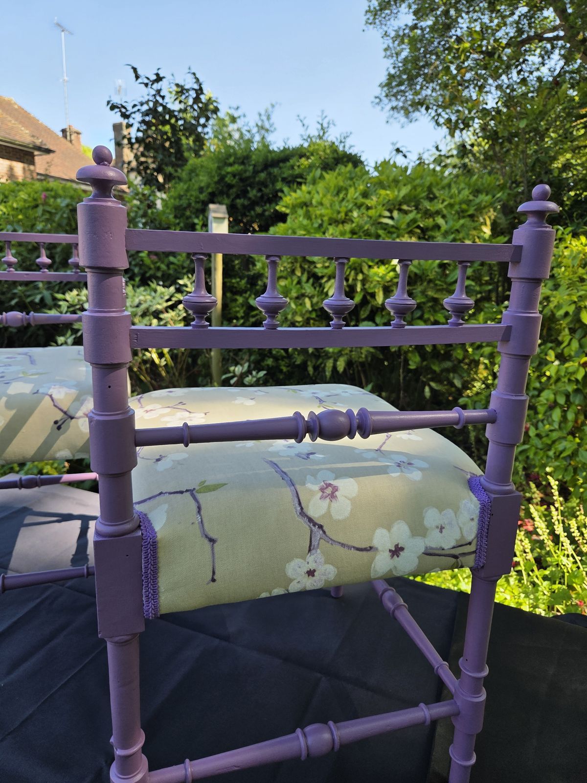 Rare Vintage Lavender Tête à Tête Conversation Seat With Floral Upholstery photo vintage