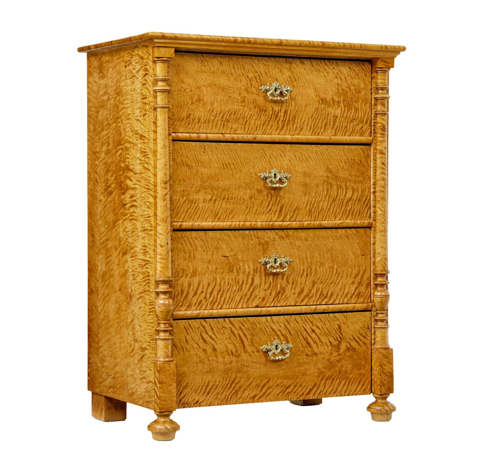Swedish 19th Century Tiger Birch Chest Of Drawers