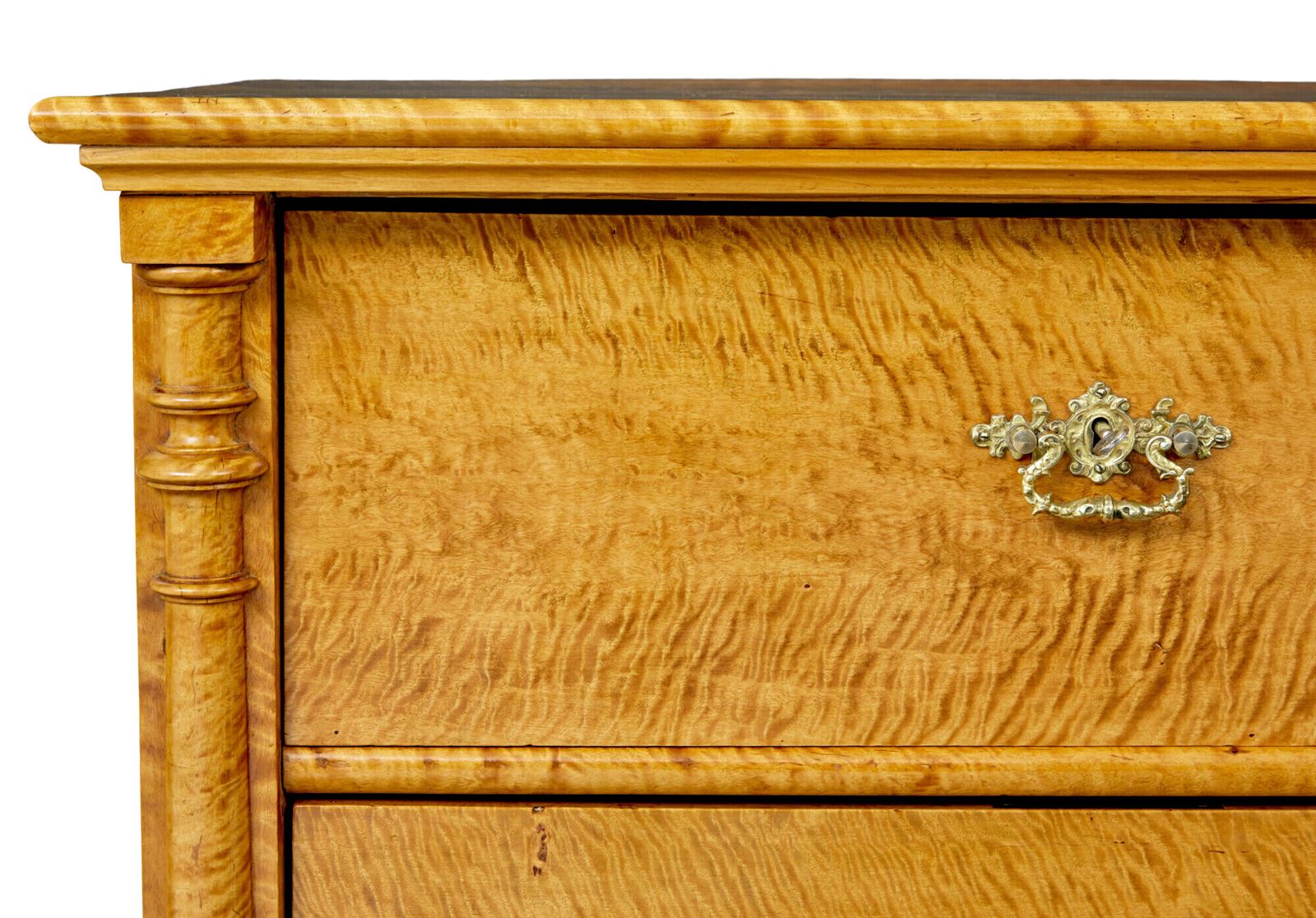 photo for sale Swedish 19th Century Tiger Birch Chest Of Drawers