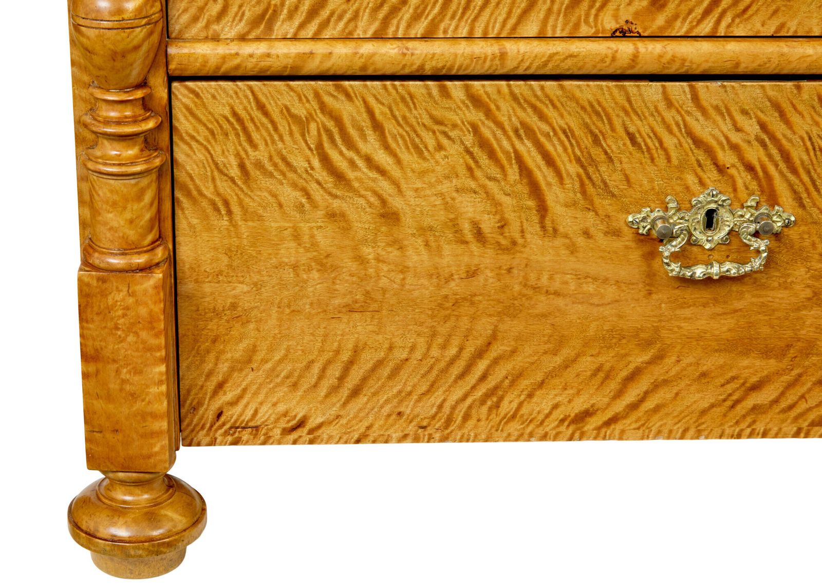 Furniture Swedish 19th Century Tiger Birch Chest Of Drawers photo