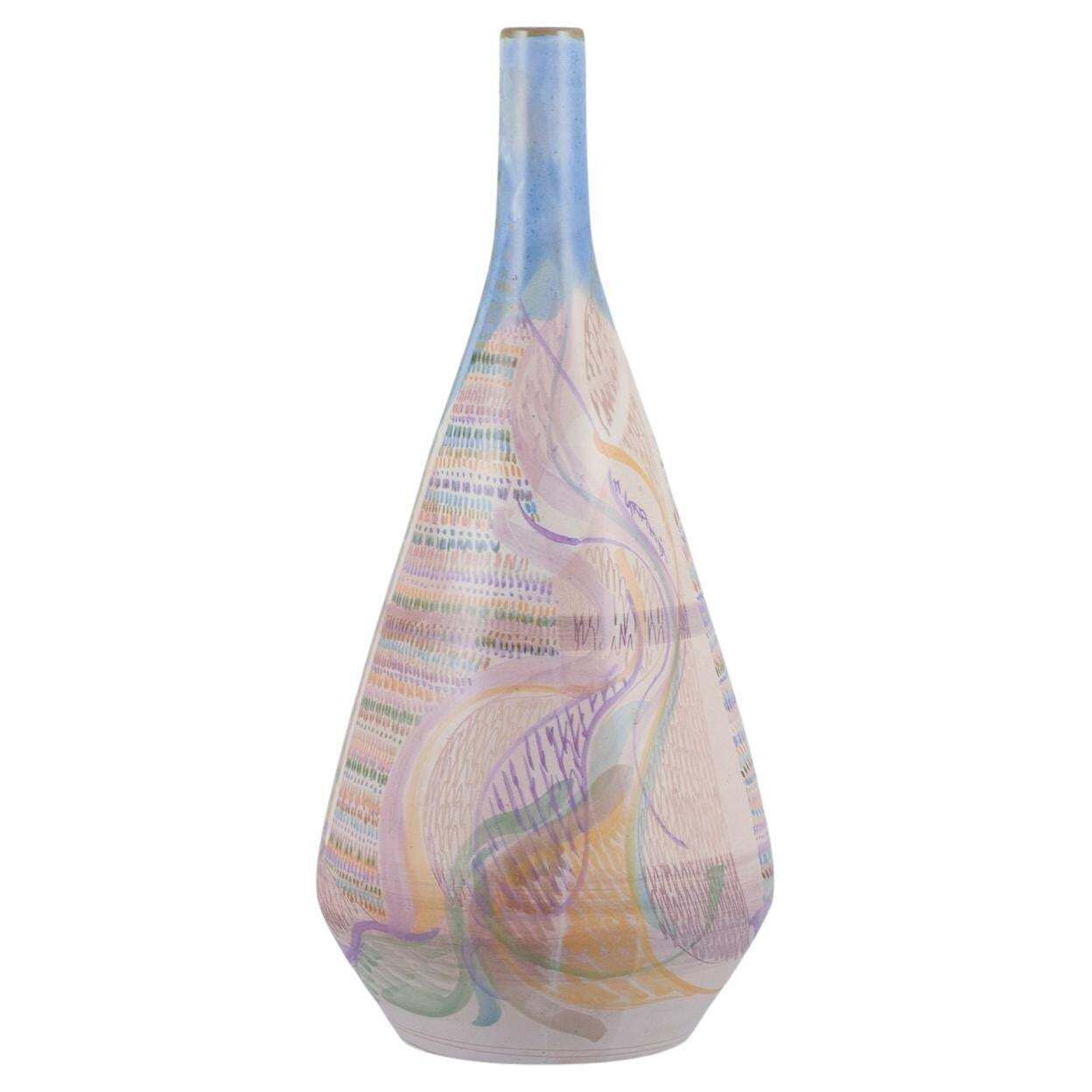 Monica Grandi, Italian Ceramicist. Unique Ceramic Vase With Abstract Motif