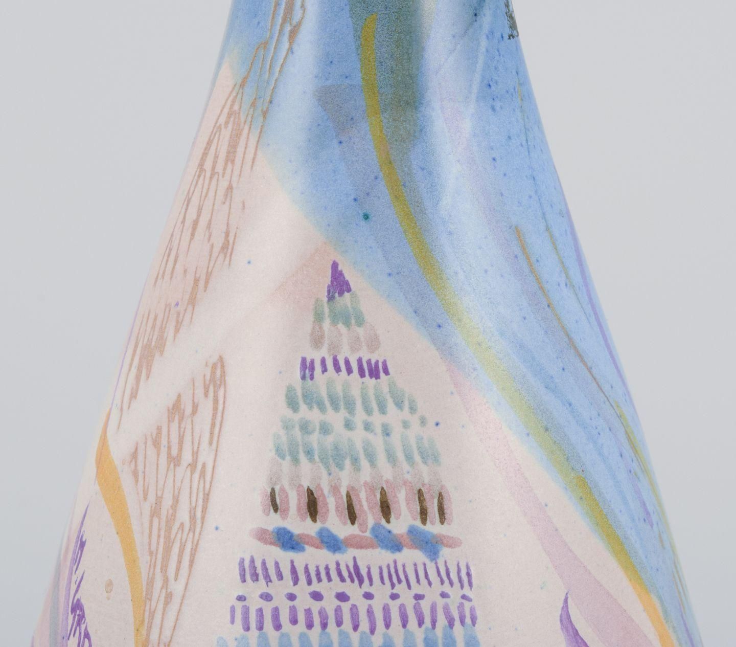 Monica Grandi, Italian Ceramicist. Unique Ceramic Vase With Abstract Motif photo for sale