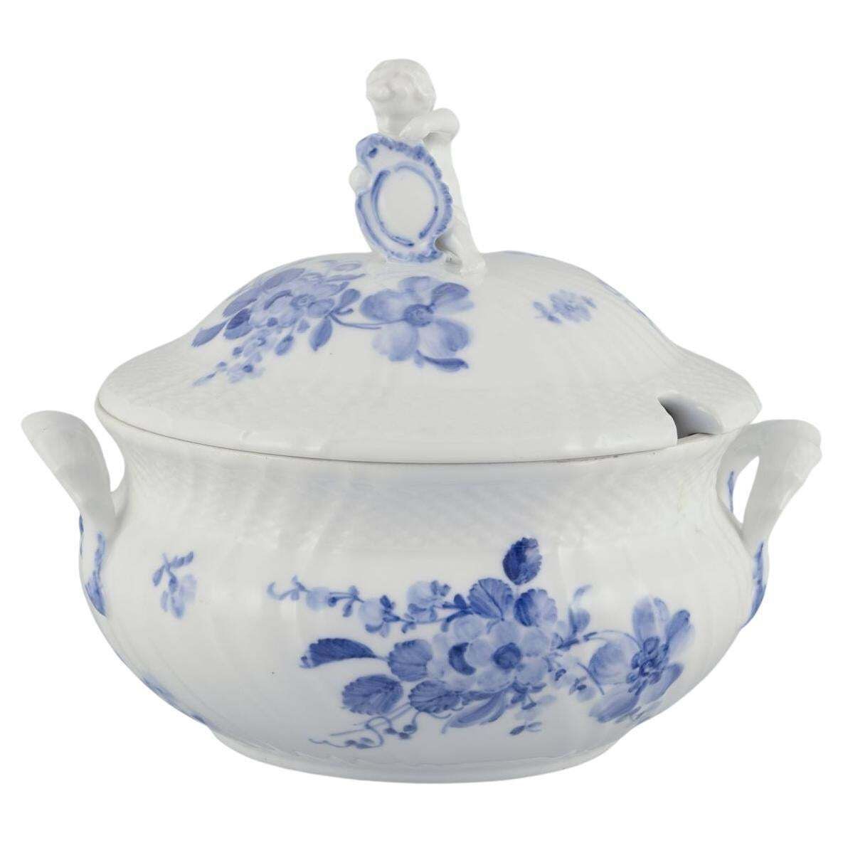 Royal Copenhagen Blue Flower Curved. Round Lidded Porcelain Tureen With Handles.