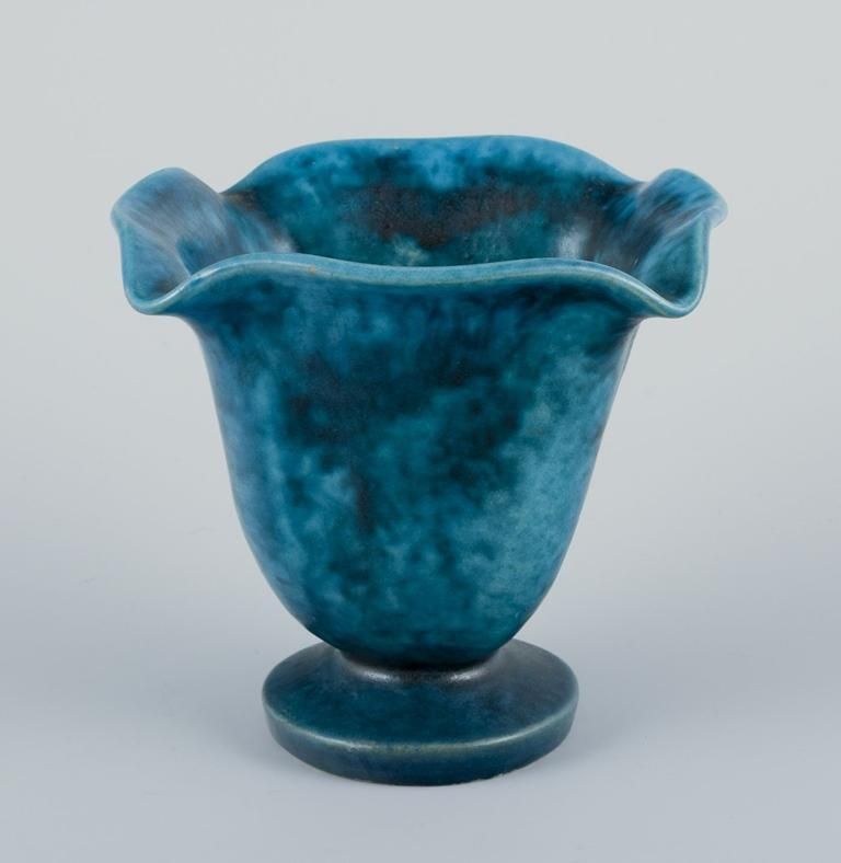 Svend Hammershøi For Kähler, Denmark. Small Ceramic Vase With Organic Shape. photo for sale