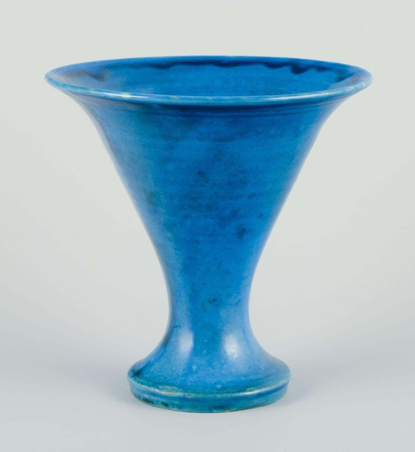 Kähler, Denmark. Trumpet Shaped Ceramic Vase, Turquoise Glaze.